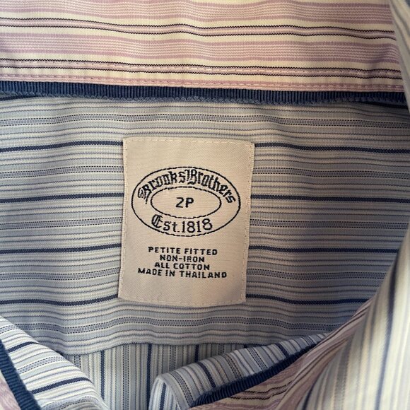 Brooks Brothers Blue & White Striped 100% cotton Shirt-Size 2P Petite - Picture 2 of 7